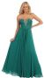 Strapless Long Formal Prom Dress with Lace & Rhinestones in Green